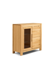 Witryna niska Napoli NE-30, dwudrzwiowa, przeszklona, front lity dąb olejowany, SIUDY