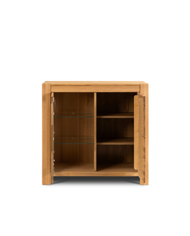 Witryna niska Napoli NE-30, dwudrzwiowa, przeszklona, front lity dąb olejowany, SIUDY