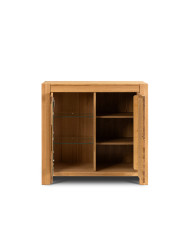 Witryna niska Napoli NE-30, dwudrzwiowa, przeszklona, front lity dąb olejowany, SIUDY