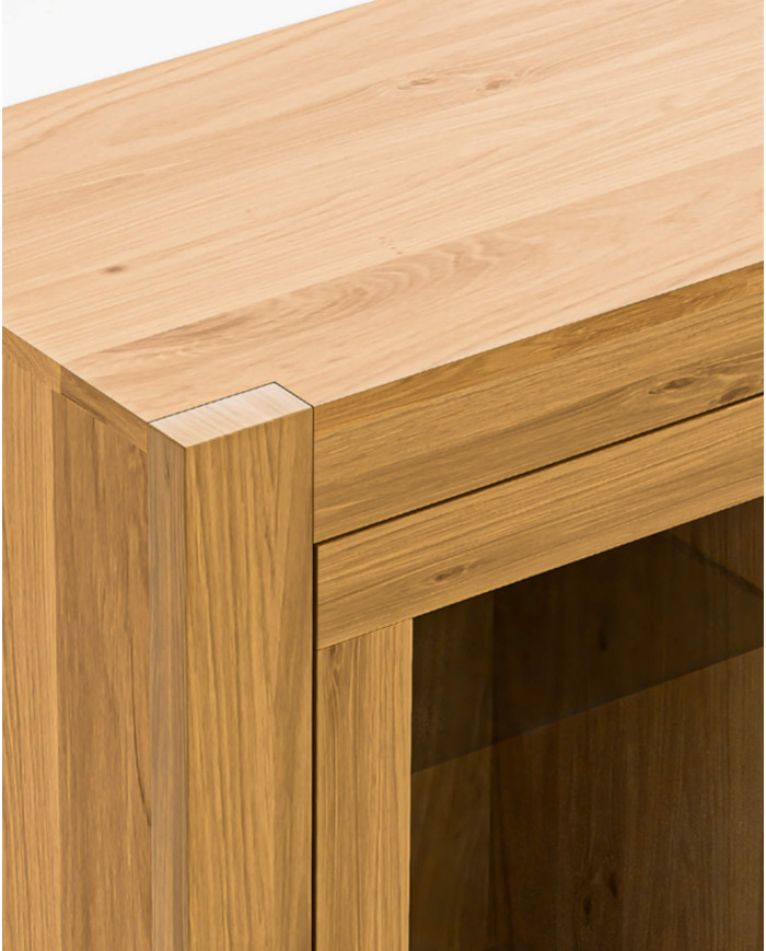 Witryna niska Napoli NE-30, dwudrzwiowa, przeszklona, front lity dąb olejowany, SIUDY