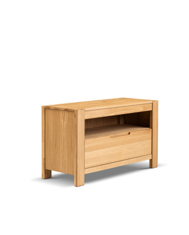 Szafka RTV Napoli NE-40, wąska, z szufladą i wnęką na sprzęt, front lity dąb olejowany, SIUDY