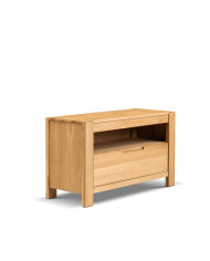 Szafka RTV Napoli NE-40, wąska, z szufladą i wnęką na sprzęt, front lity dąb olejowany, SIUDY