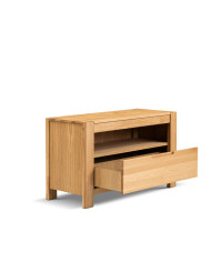 Szafka RTV Napoli NE-40, wąska, z szufladą i wnęką na sprzęt, front lity dąb olejowany, SIUDY