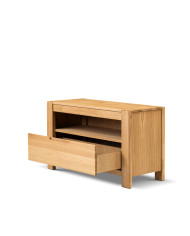 Szafka RTV Napoli NE-40, wąska, z szufladą i wnęką na sprzęt, front lity dąb olejowany, SIUDY