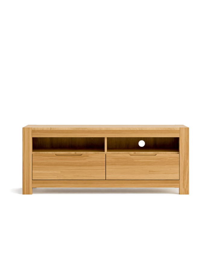 Szafka RTV Napoli NE-41, z szufladami i wnęką na sprzęt, front lity dąb olejowany, SIUDY