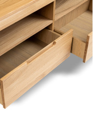 Szafka RTV Napoli NE-41, z szufladami i wnęką na sprzęt, front lity dąb olejowany, SIUDY