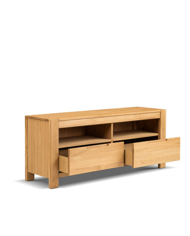 Szafka RTV Napoli NE-41, z szufladami i wnęką na sprzęt, front lity dąb olejowany, SIUDY