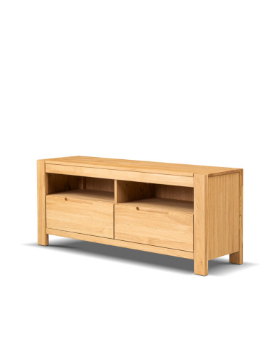 Szafka RTV Napoli NE-41, z szufladami i wnęką na sprzęt, front lity dąb olejowany, SIUDY