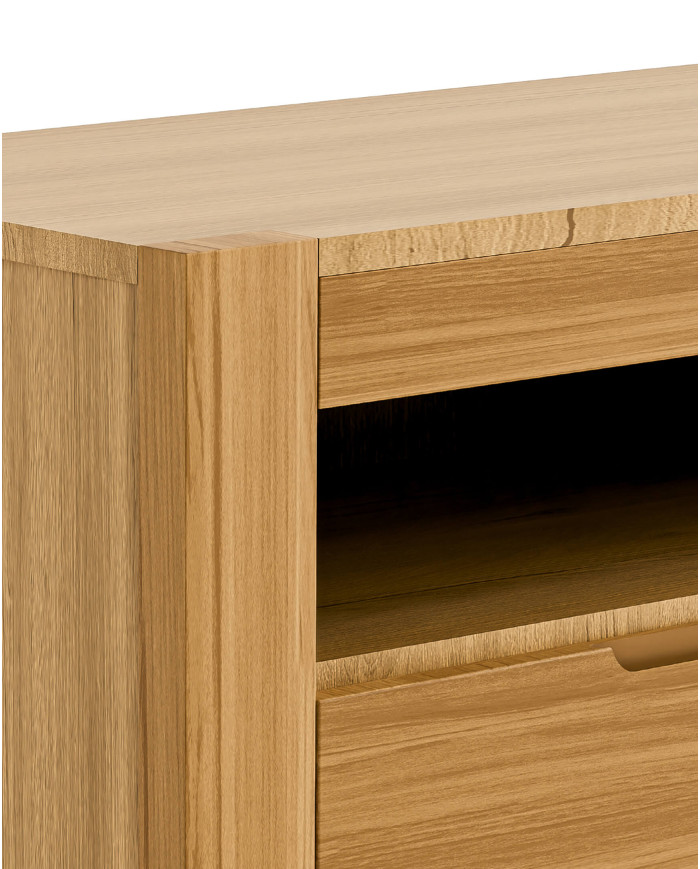 Szafka RTV Napoli NE-41, z szufladami i wnęką na sprzęt, front lity dąb olejowany, SIUDY