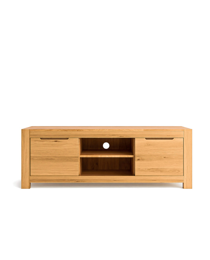 Szafka RTV Napoli NE-46, z drzwiami i wnęką na sprzęt, front lity dąb olejowany, SIUDY