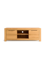 Szafka RTV Napoli NE-46, z drzwiami i wnęką na sprzęt, front lity dąb olejowany, SIUDY