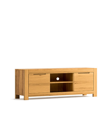 Szafka RTV Napoli NE-46, z drzwiami i wnęką na sprzęt, front lity dąb olejowany, SIUDY