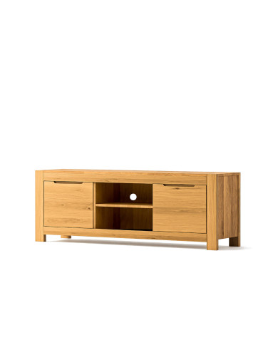 Szafka RTV Napoli NE-46, z drzwiami i wnęką na sprzęt, front lity dąb olejowany, SIUDY