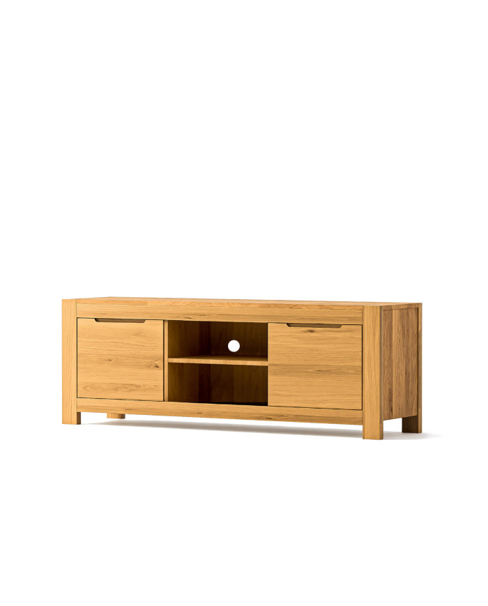 Szafka RTV Napoli NE-46, z drzwiami i wnęką na sprzęt, front lity dąb olejowany, SIUDY