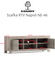 Szafka RTV Napoli NE-46, z drzwiami i wnęką na sprzęt, front lity dąb olejowany, SIUDY
