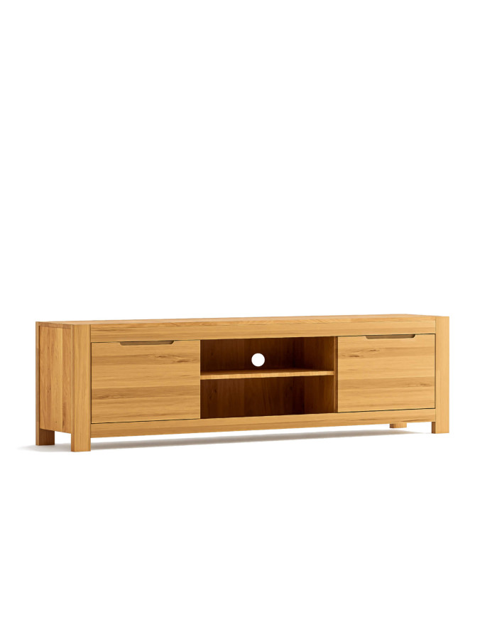 Szafka RTV Napoli NE-48, z drzwiami i wnęką na sprzęt, front lity dąb olejowany, SIUDY