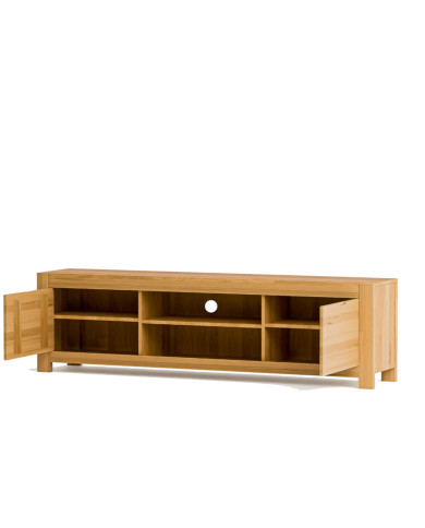 Szafka RTV Napoli NE-48, z drzwiami i wnęką na sprzęt, front lity dąb olejowany, SIUDY