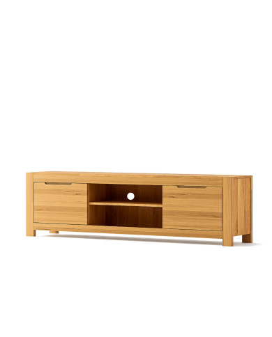 Szafka RTV Napoli NE-48, z drzwiami i wnęką na sprzęt, front lity dąb olejowany, SIUDY