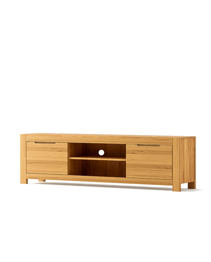 Szafka RTV Napoli NE-48, z drzwiami i wnęką na sprzęt, front lity dąb olejowany, SIUDY