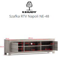 Szafka RTV Napoli NE-48, z drzwiami i wnęką na sprzęt, front lity dąb olejowany, SIUDY