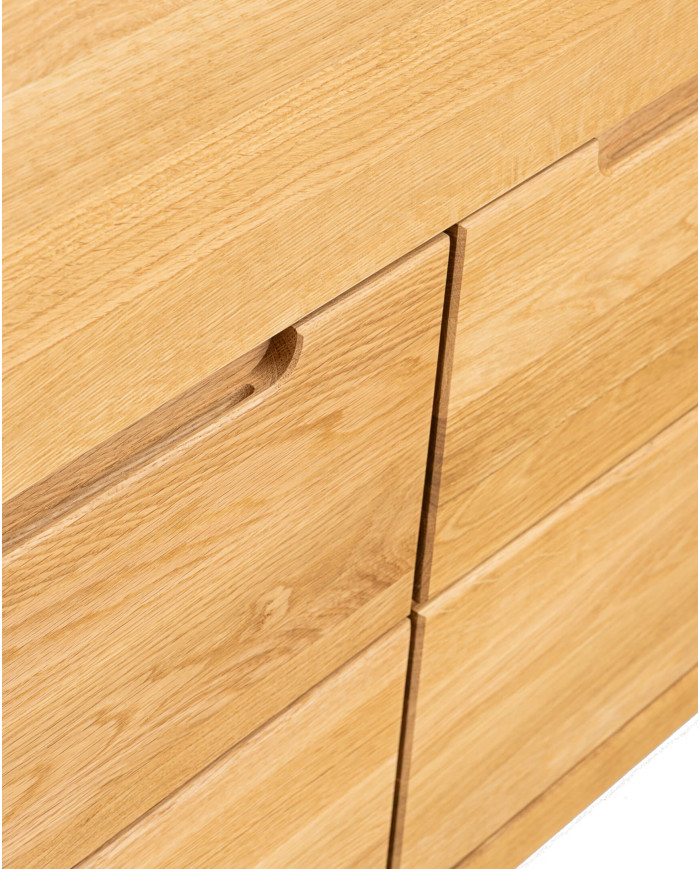 Witryna wysoka Napoli NE-70, czterodrzwiowa z szufladą, przeszklona, front lity dąb olejowany, SIUDY