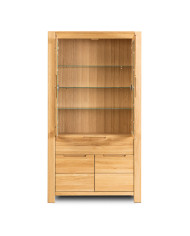 Witryna wysoka Napoli NE-70, czterodrzwiowa z szufladą, przeszklona, front lity dąb olejowany, SIUDY