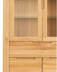 Witryna wysoka Napoli NE-70, czterodrzwiowa z szufladą, przeszklona, front lity dąb olejowany, SIUDY