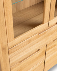 Witryna niska Napoli NE-80, czterodrzwiowa z szufladą, przeszklona, front lity dąb olejowany, SIUDY