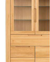 Witryna niska Napoli NE-80, czterodrzwiowa z szufladą, przeszklona, front lity dąb olejowany, SIUDY