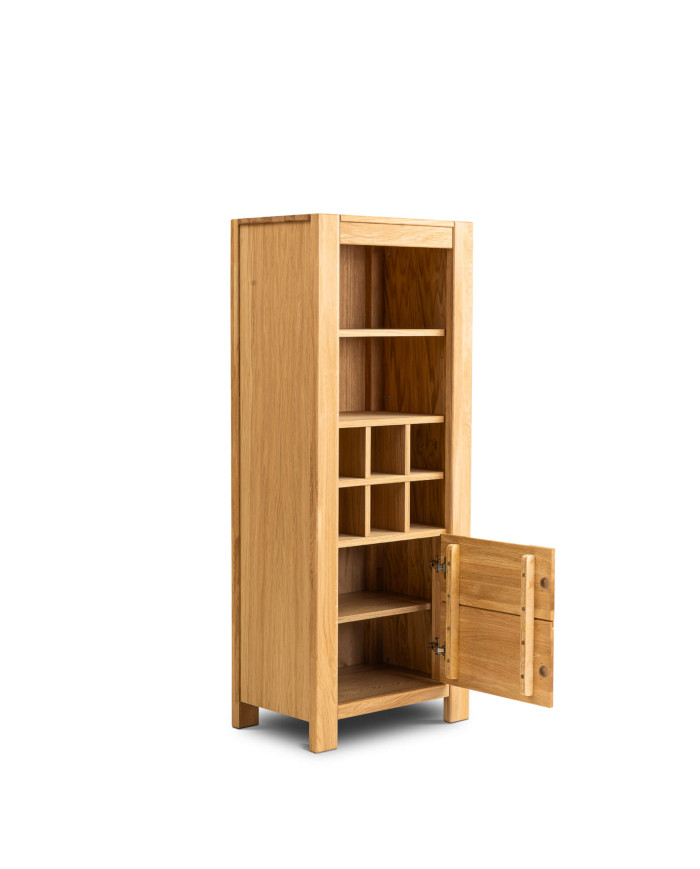 Regał na wina Napoli 81, półki, drzwiczki, front dąb lity olejowany, SIUDY