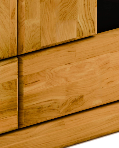 Komoda Raro RE-05, dwudrzwiowa z wnęką, przeszklona, front dąb lity olejowany, SIUDY