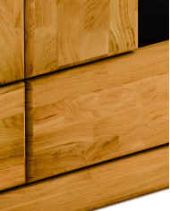 Komoda Raro RE-05, dwudrzwiowa z wnęką, przeszklona, front dąb lity olejowany, SIUDY