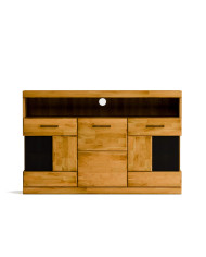 Komoda Raro RE-13, trzydrzwiowa z wnęką, przeszklona, front dąb lity olejowany, SIUDY