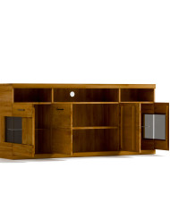 Komoda Raro RE-20, czterodrzwiowa z wnęką regałową, przeszklona, front dąb lity olejowany, SIUDY