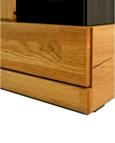 Komoda Raro RE-20, czterodrzwiowa z wnęką regałową, przeszklona, front dąb lity olejowany, SIUDY