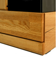 Komoda Raro RE-20, czterodrzwiowa z wnęką regałową, przeszklona, front dąb lity olejowany, SIUDY