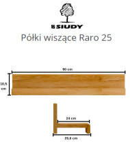 Półki wiszące Raro 25, zestaw 2 półek naściennych 90 cm, SIUDY