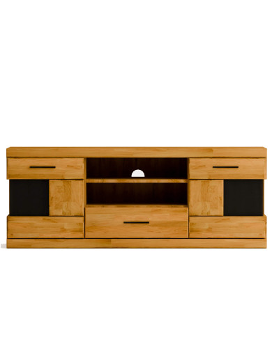 Szafka RTV Raro RE-43, z drzwiami, szufladą i wnęką na sprzęt, front lity dąb olejowany, SIUDY