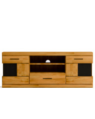 Szafka RTV Raro RE-43, z drzwiami, szufladą i wnęką na sprzęt, front lity dąb olejowany, SIUDY