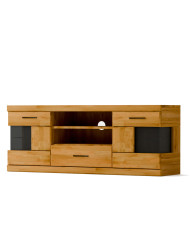 Szafka RTV Raro RE-43, z drzwiami, szufladą i wnęką na sprzęt, front lity dąb olejowany, SIUDY