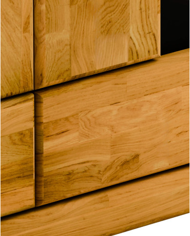 Szafka RTV Raro RE-43, z drzwiami, szufladą i wnęką na sprzęt, front lity dąb olejowany, SIUDY