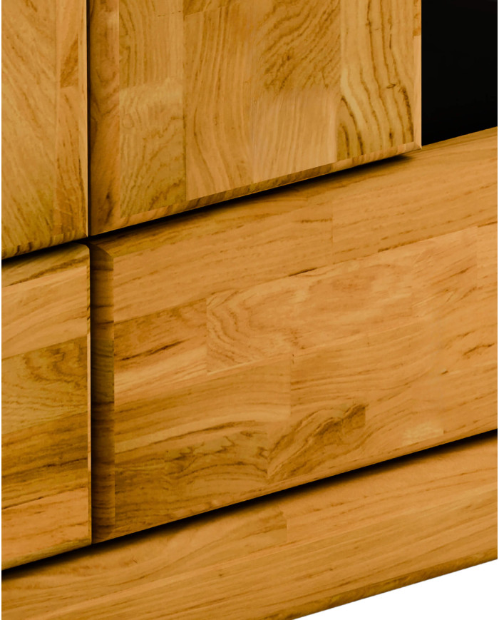 Szafka RTV Raro RE-43, z drzwiami, szufladą i wnęką na sprzęt, front lity dąb olejowany, SIUDY