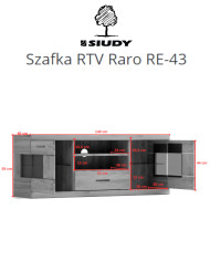 Szafka RTV Raro RE-43, z drzwiami, szufladą i wnęką na sprzęt, front lity dąb olejowany, SIUDY
