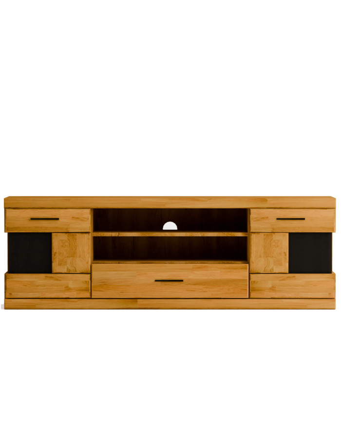 Szafka RTV Raro RE-46, z drzwiami, szufladą i wnęką na sprzęt, front lity dąb olejowany, SIUDY