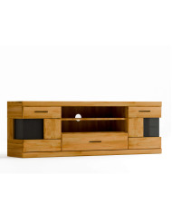 Szafka RTV Raro RE-46, z drzwiami, szufladą i wnęką na sprzęt, front lity dąb olejowany, SIUDY