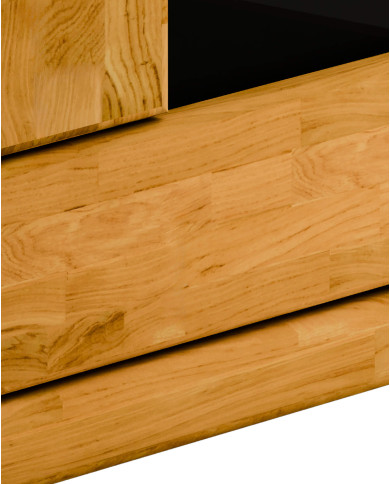 Szafka RTV Raro RE-46, z drzwiami, szufladą i wnęką na sprzęt, front lity dąb olejowany, SIUDY