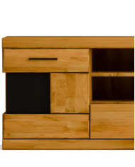 Szafka RTV Raro RE-46, z drzwiami, szufladą i wnęką na sprzęt, front lity dąb olejowany, SIUDY