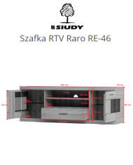 Szafka RTV Raro RE-46, z drzwiami, szufladą i wnęką na sprzęt, front lity dąb olejowany, SIUDY