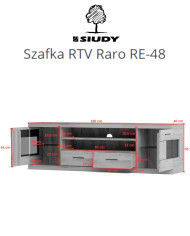 Szafka RTV Raro RE-48, z drzwiami, szufladami i wnęką na sprzęt, front lity dąb olejowany, SIUDY