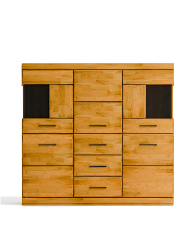 Komoda wysoka Raro RE-81, z drzwiami i szufladami, front lity dąb olejowany, SIUDY